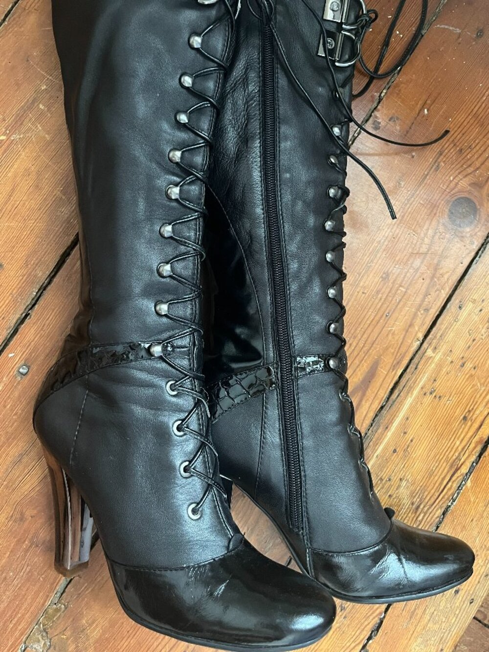 Proud Ostrich Leather lace up boots goth glam punk cottagecore 36 / 6